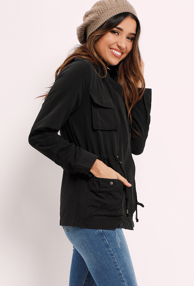 Zipper Collar Detail Utility Jacket | Shop What's New at Papaya Clothing