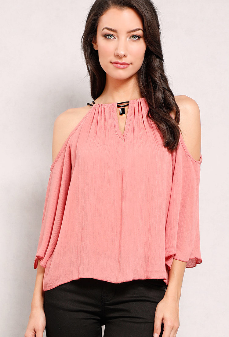 Open-Shoulder Halter Necklace Blouse | Shop Dressy Tops at Papaya Clothing