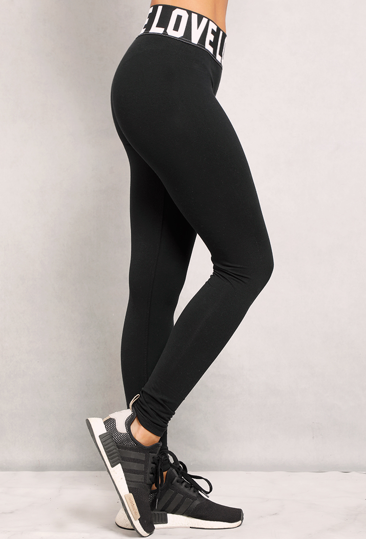 Love Graphic Waistband Leggings  Shop Old Active/Lounge Wear at