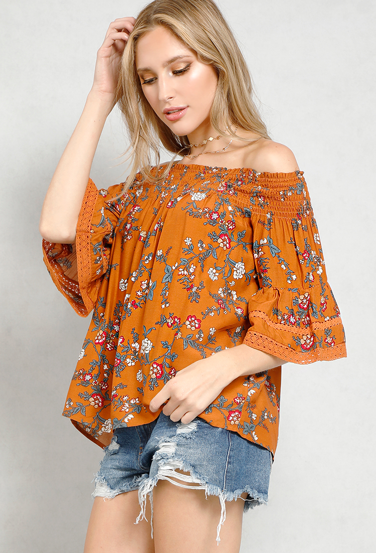 Floral Printed Off-The-Shoulder Top | Shop What's New at Papaya Clothing