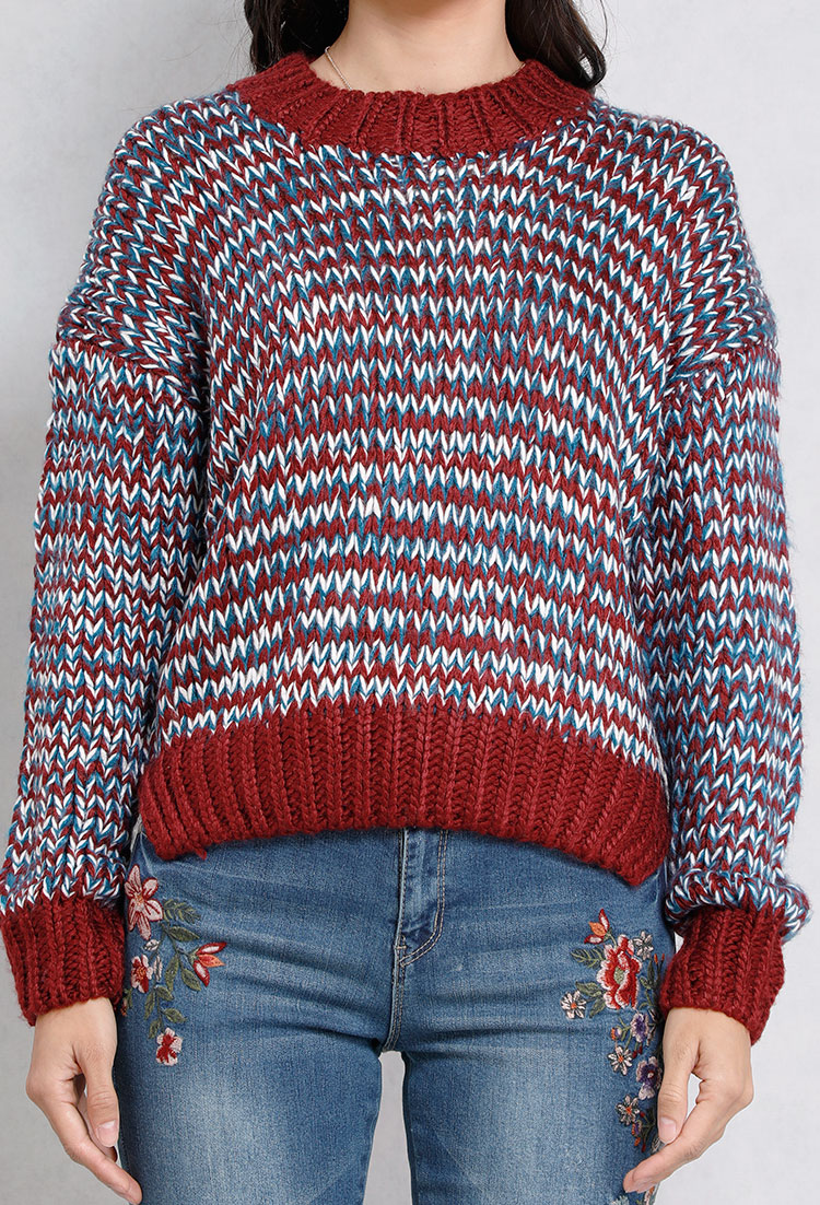 Multi-Colored Heavy Knit Sweater | Shop Old Sweaters & Cardigans at ...
