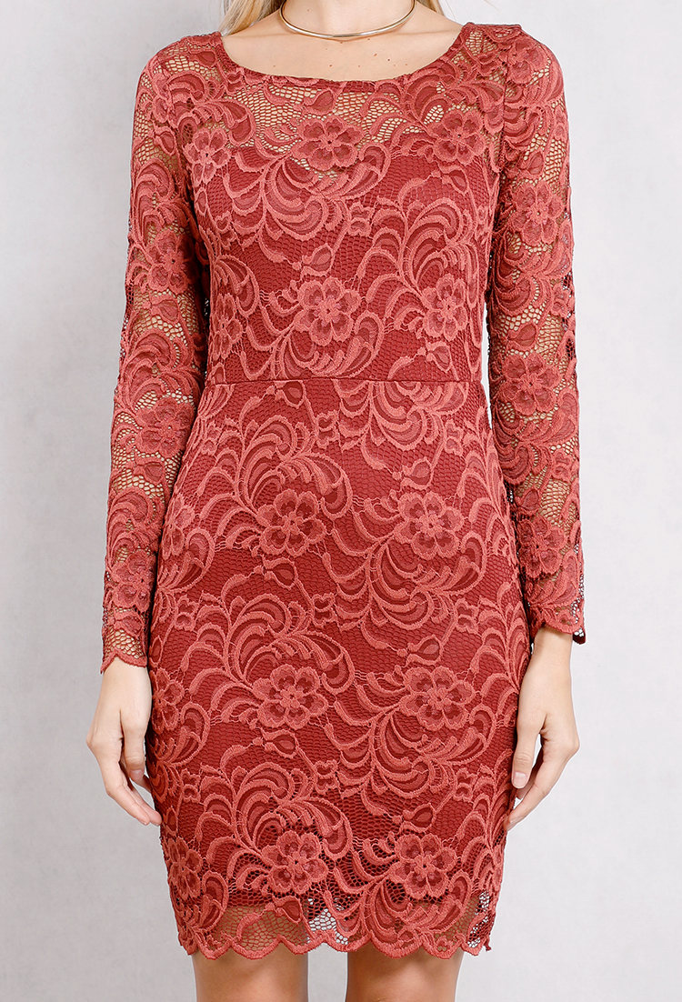 Lace-Overlay Bodycon Dress