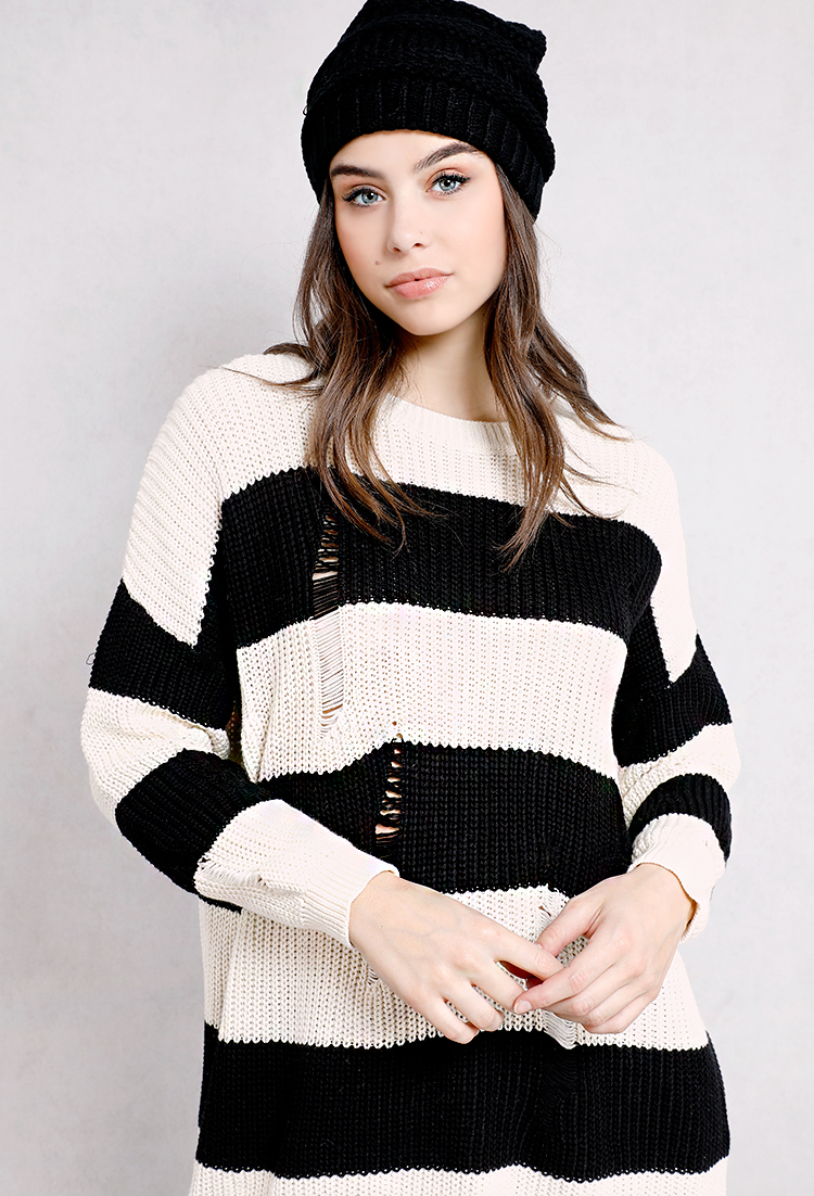 Distressed Striped Sweater