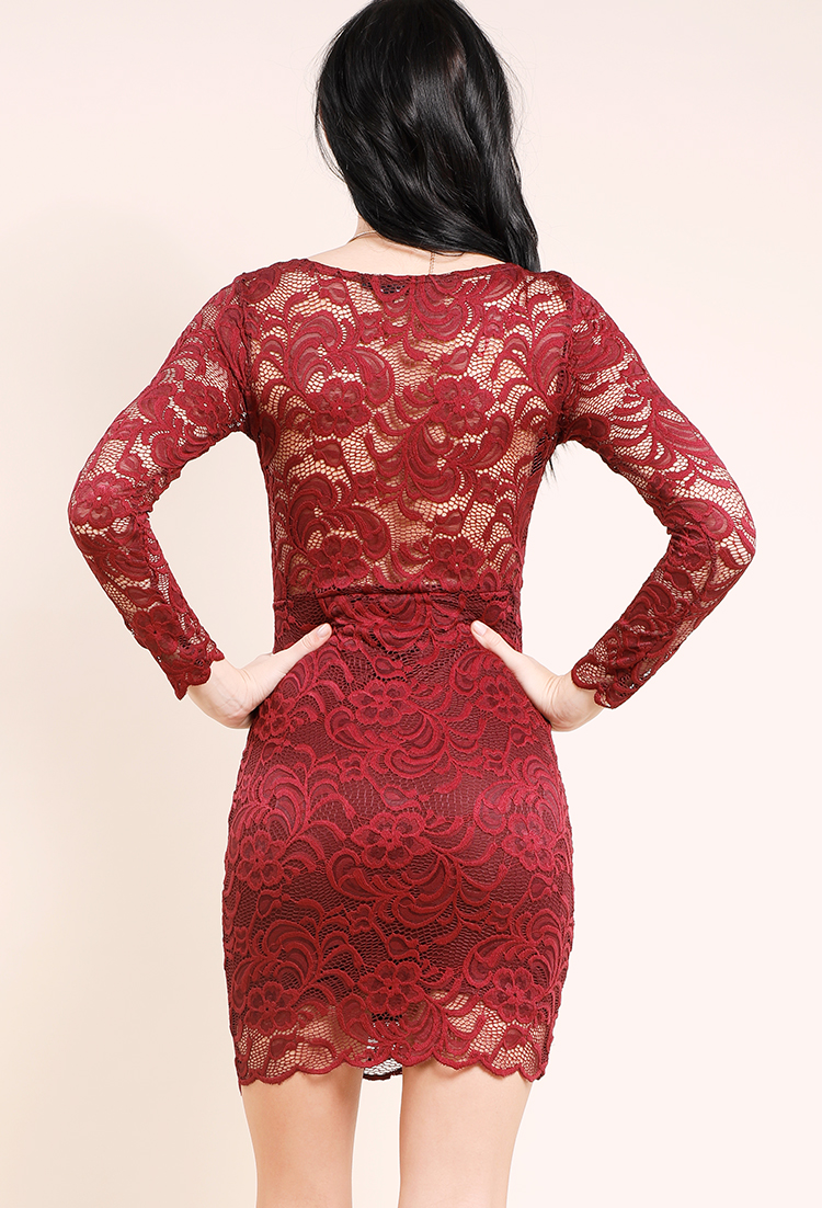 Lace-Overlay Bodycon Dress
