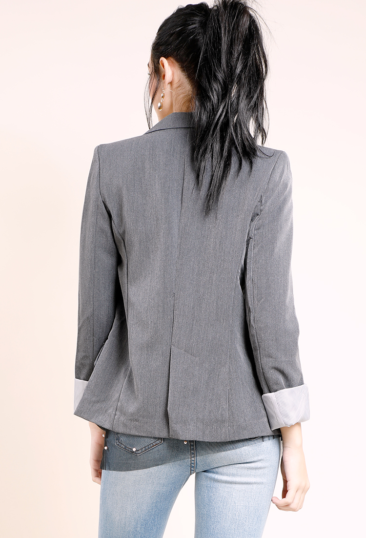Single-Button Knit Roll-Up Sleeve Blazer | Shop What's New at Papaya ...