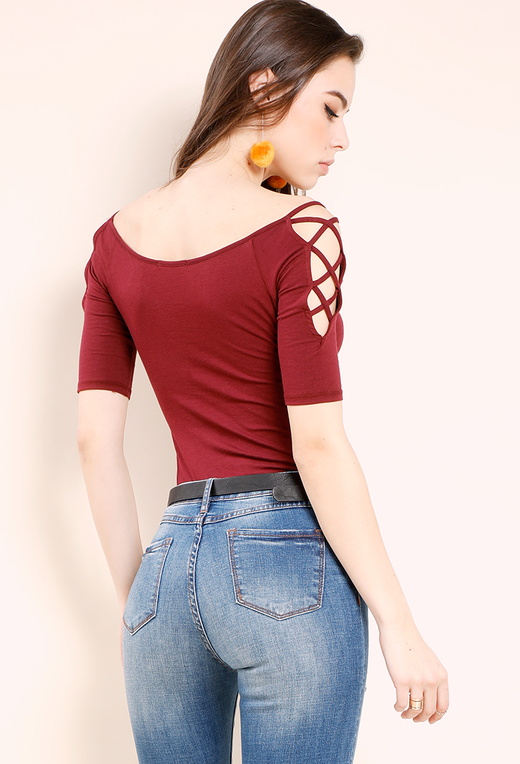 Lace-Up Off-The-Shoulder Tee