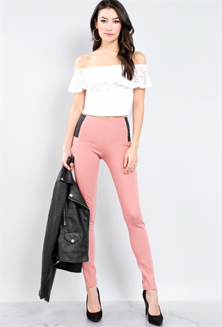Banded Colorblock Waist Jeggings