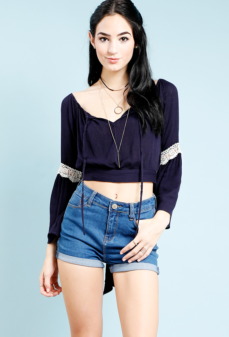 Crochet Trimmed Cropped Top