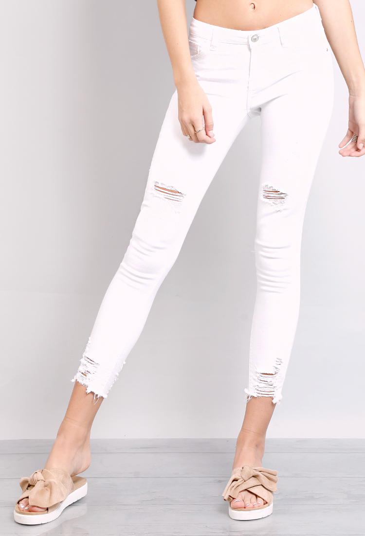 Distressed White Skinny Jean