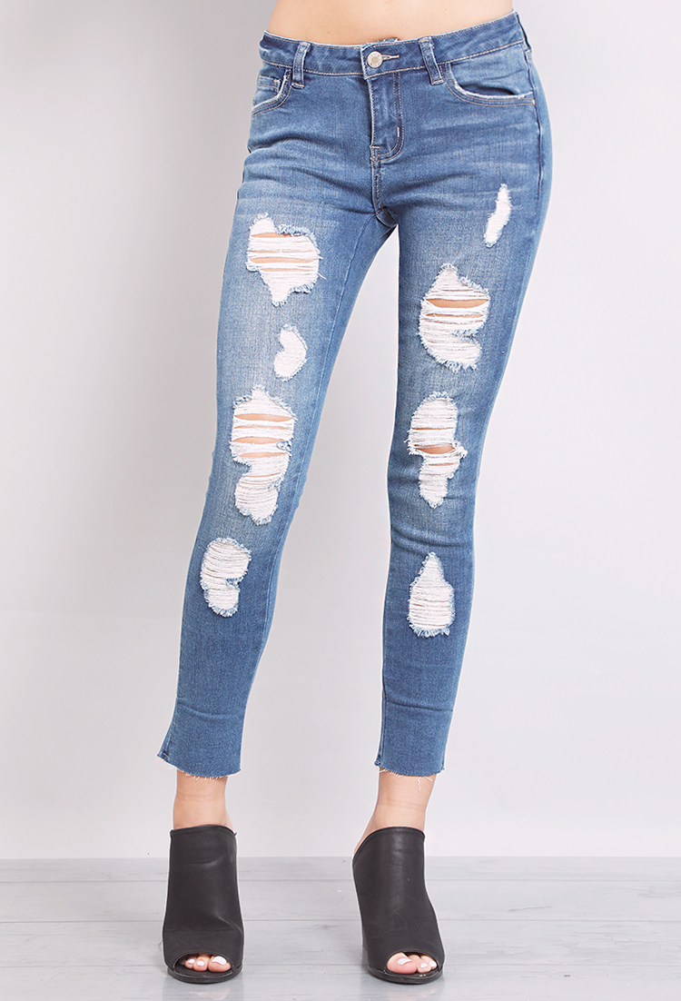 Amelie Cropped Mid-Rise Distressed Skinny Jeans | Shop What's New at ...