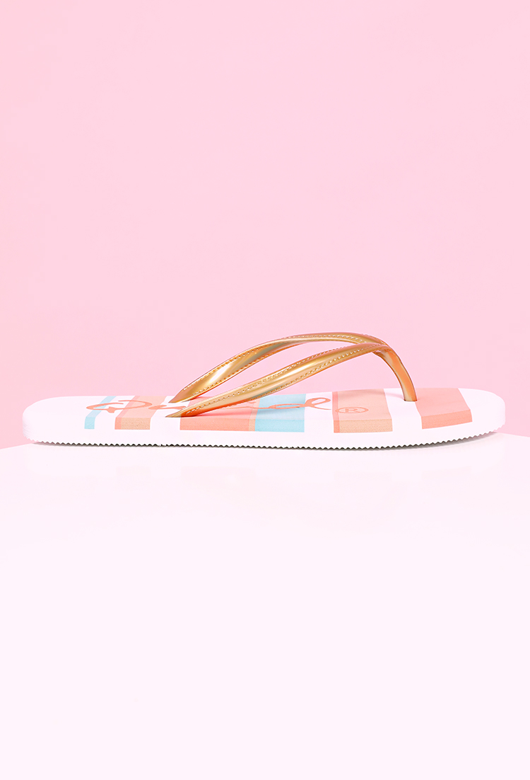 Colorful Striped Flip Flops