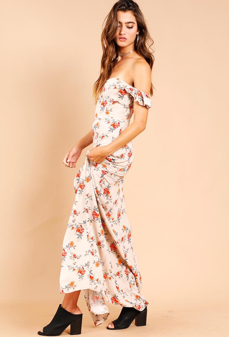 Floral Off-The-Shoulder M-Slit Maxi Dress | Shop Old Maxi Dresses at ...