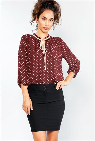 Light Long Sleeve Top With Polka Dot Patterning 