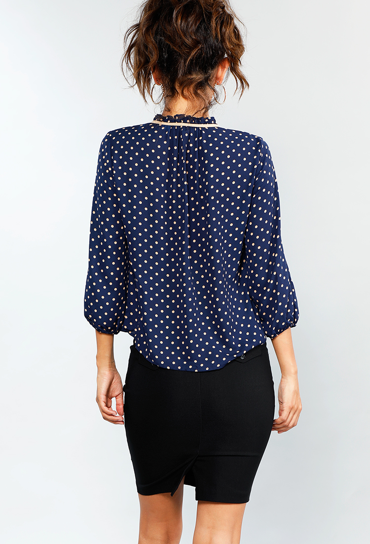 Light Long Sleeve Top With Polka Dot Patterning 