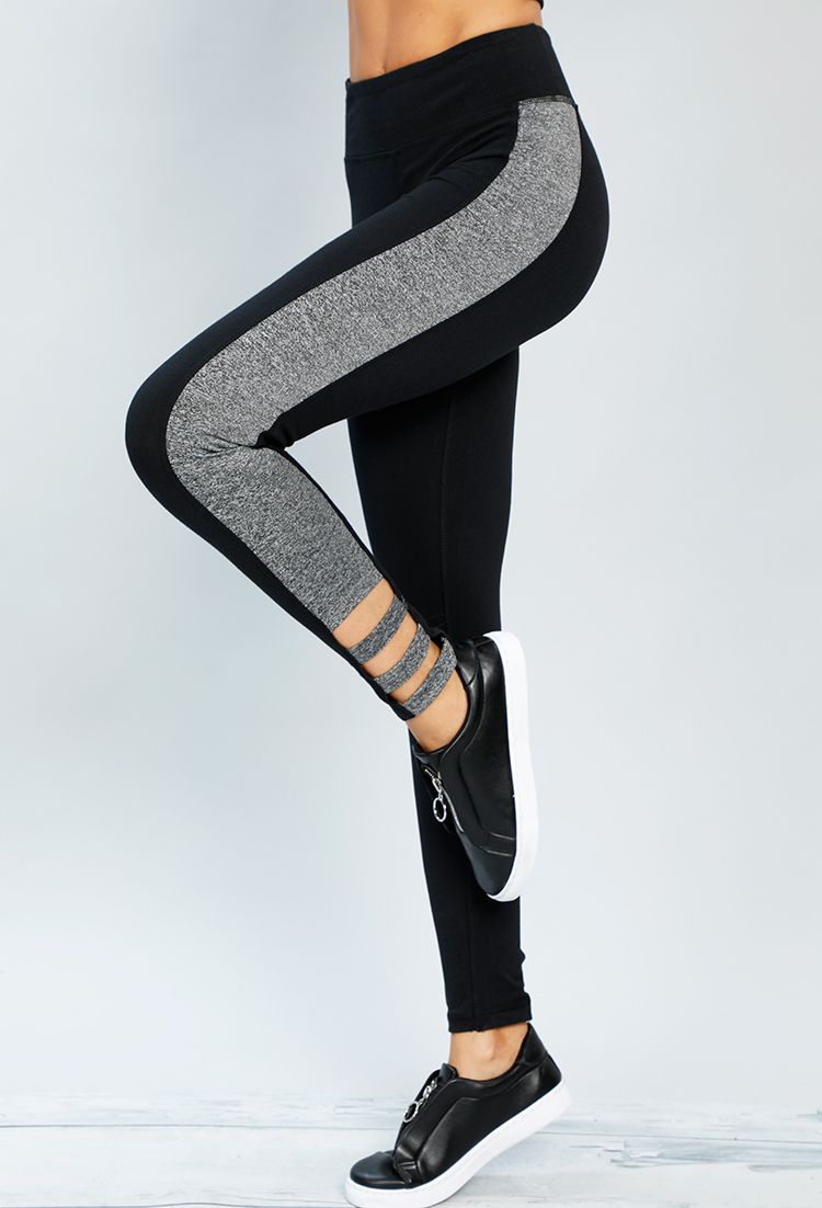 Side Striped Cutout Detail Leggings