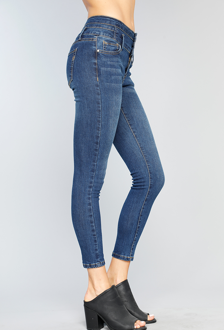 Multiple Button High Rise Jeans