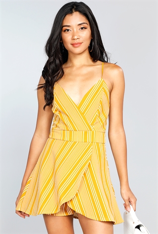 Striped Cut-Out Front Romper