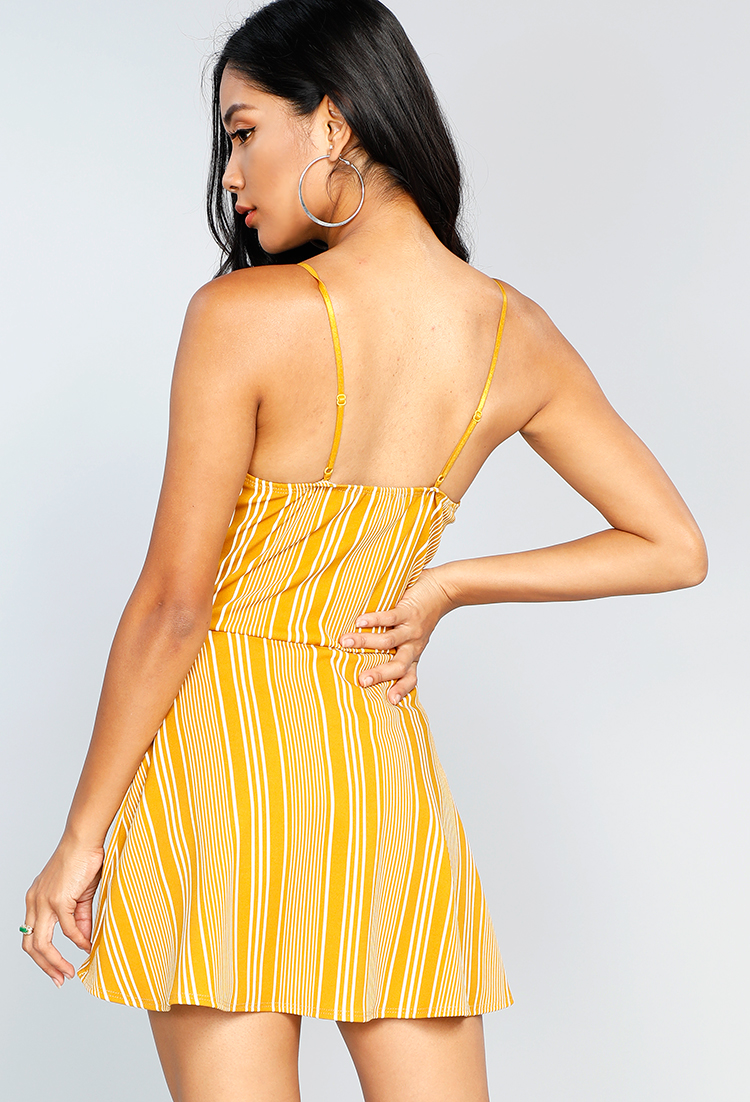 Striped Cut-Out Front Romper