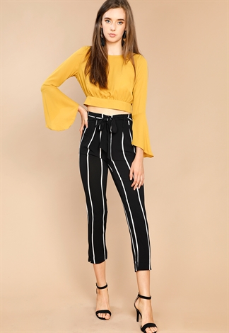 Front-Tie Striped Pants 