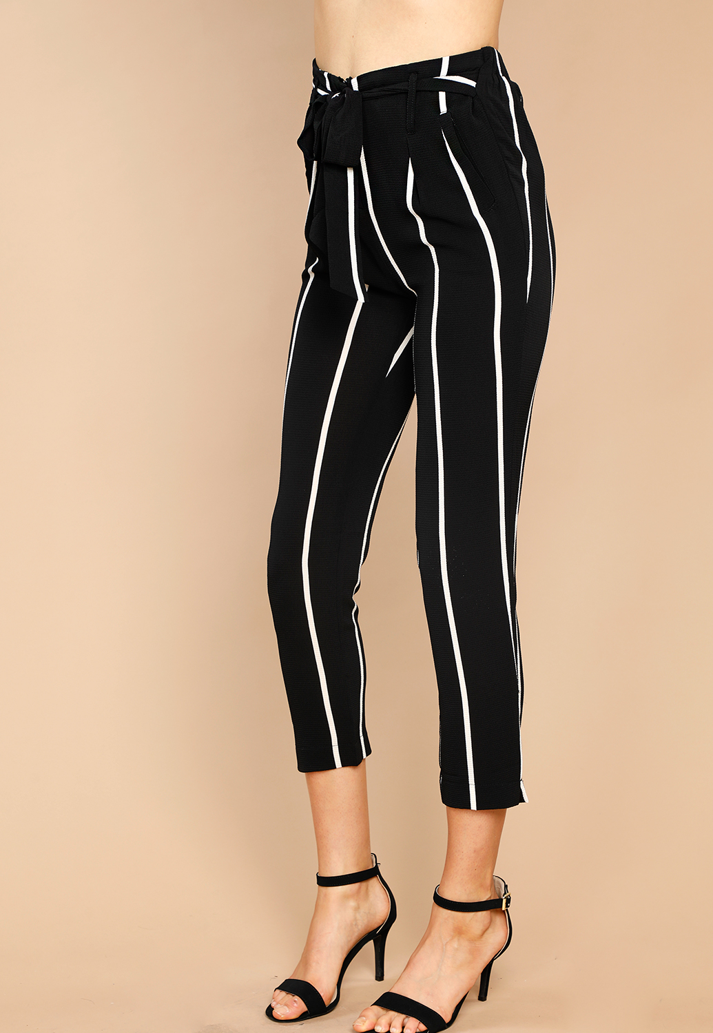 Front-Tie Striped Pants 