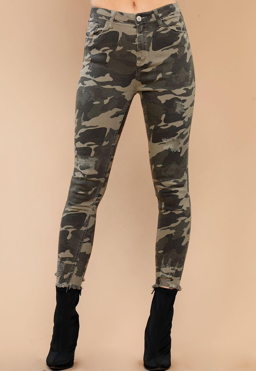 Camo High Rise Ankle Skinny Pants