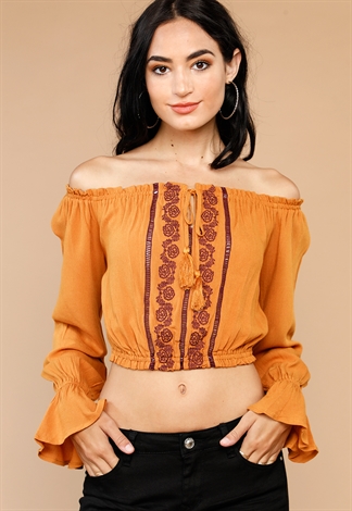 Off The Shoulder Embroidered Top