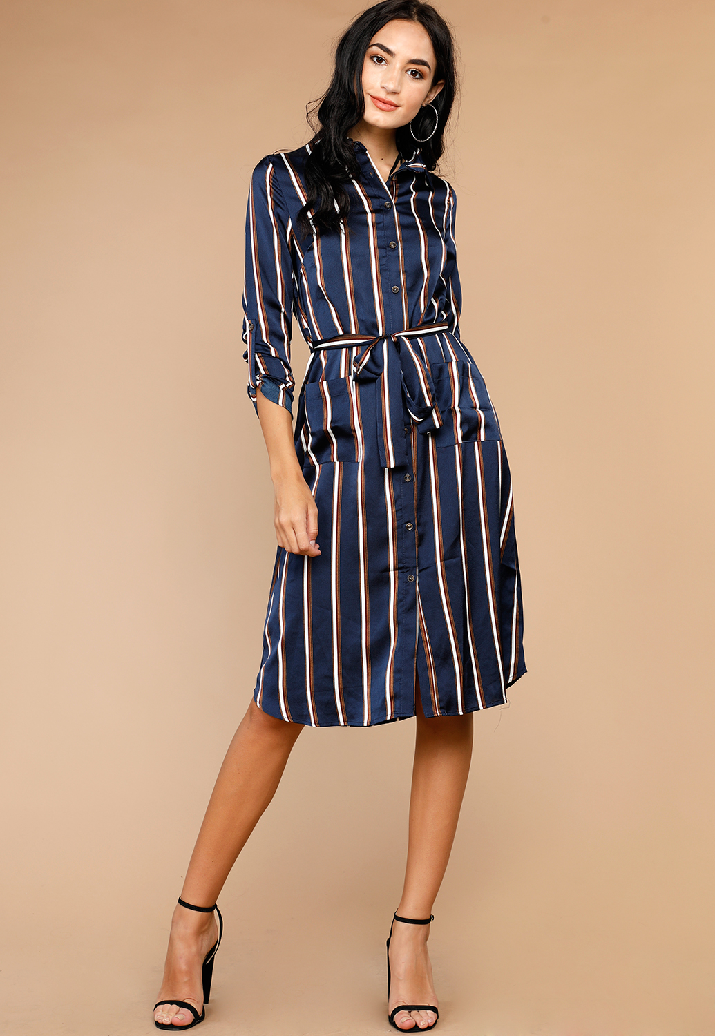 Tie Front Button Up Dress