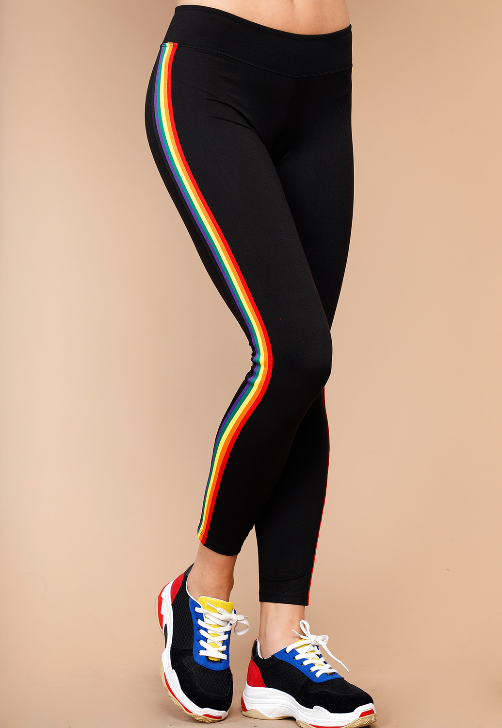 Rainbow Side Striped Activewear Leggings