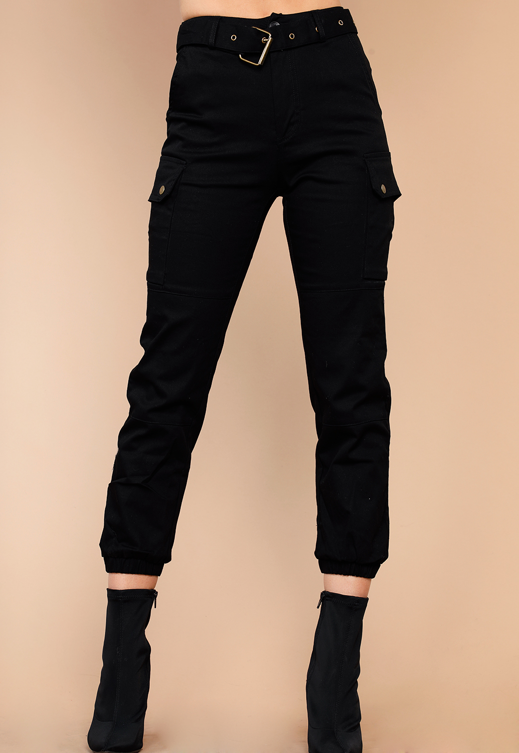 High Rise Belted Cargo Pants