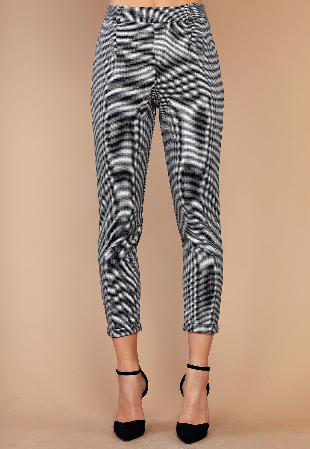 Houndstooth Print Ankle Pants