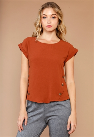Button Side- Detail Boat Neck Top