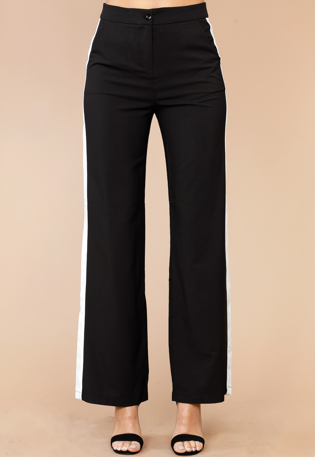 Side Lined Wide Leg Casual Pants