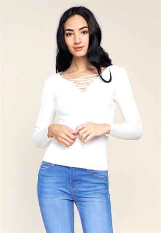 Criss-Cross Ribbed Knit Top