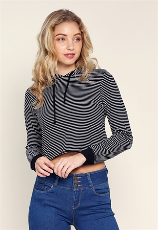 Striped Cropped Hoodie