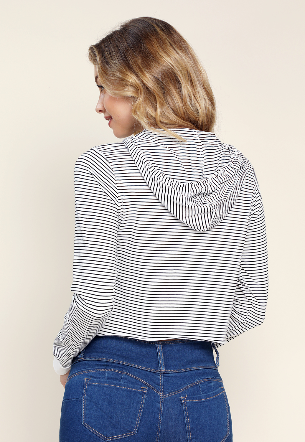 Striped Cropped Hoodie