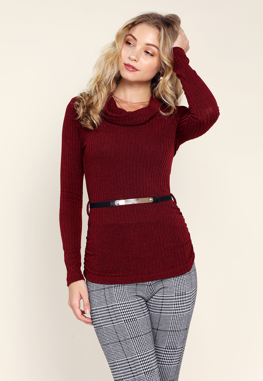 Belted Long Sleeve Top