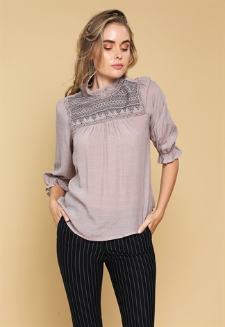 Embroidered Long Sleeve Top