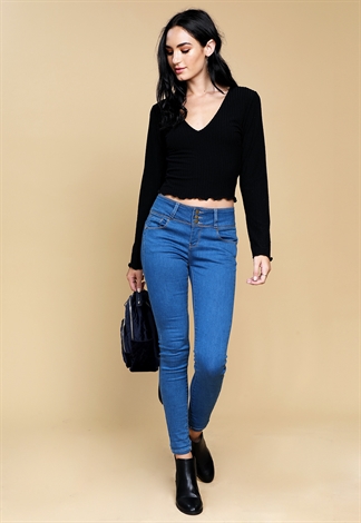 Multiple Button Skinny Jeans