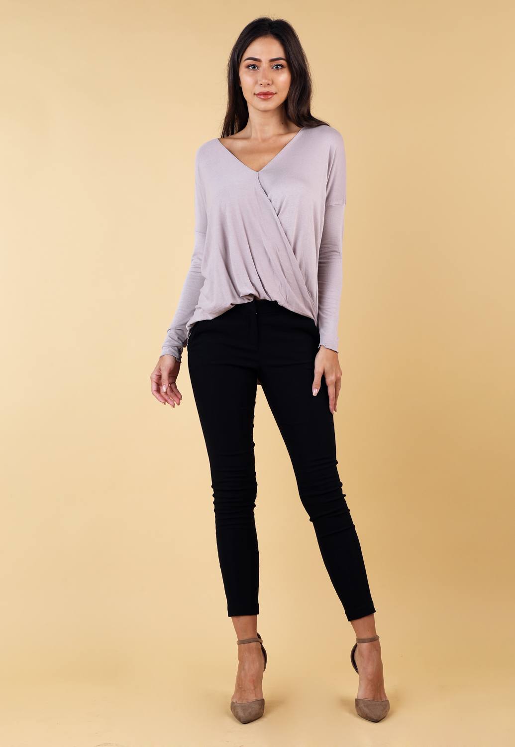Cross Front Long Sleeve Casual Top