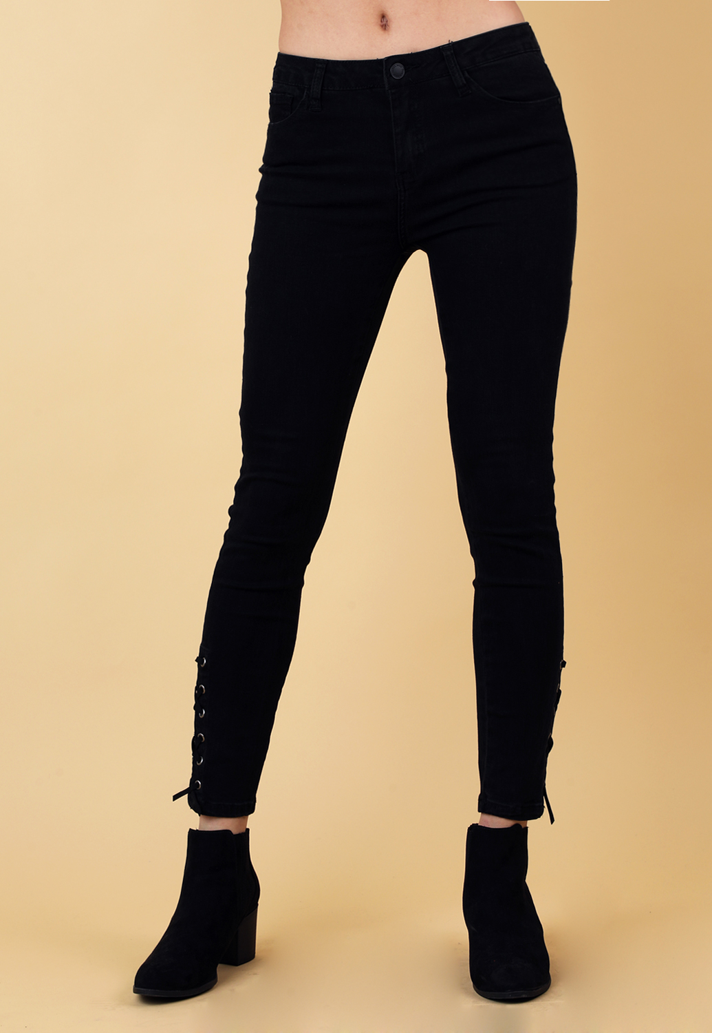 Lace-Up Skinny Jeans 