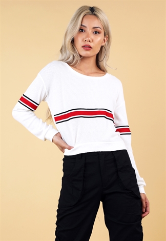Ribbed Striped Detail Tee