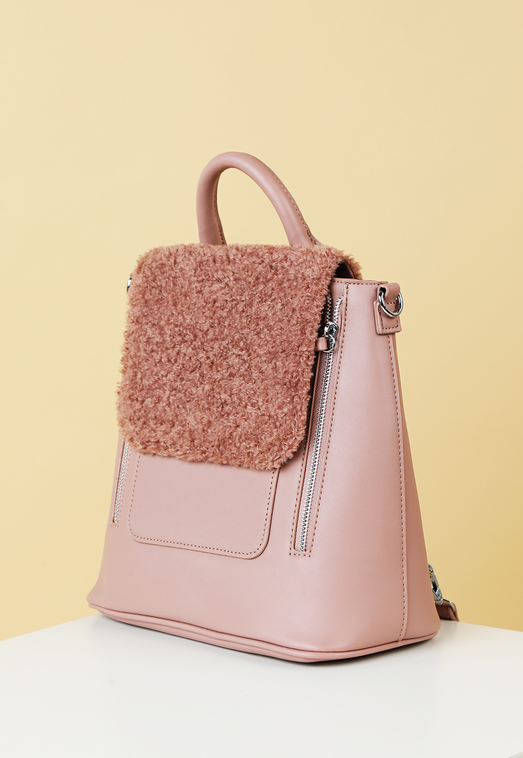 Faux Shearling Backpack