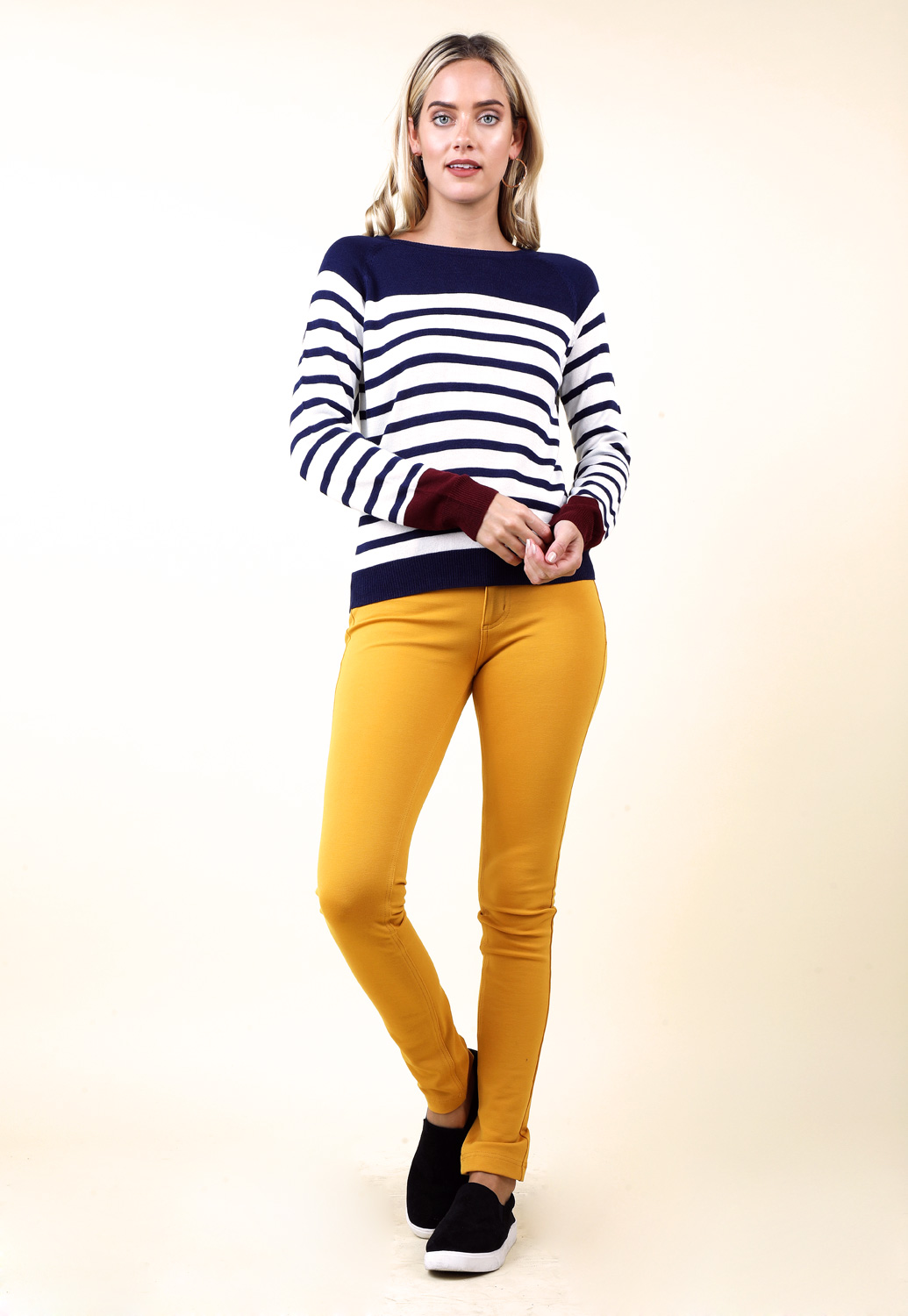 Striped Sweater Sleeve Contrast