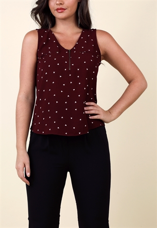 Geo Patterned Zippered  Top