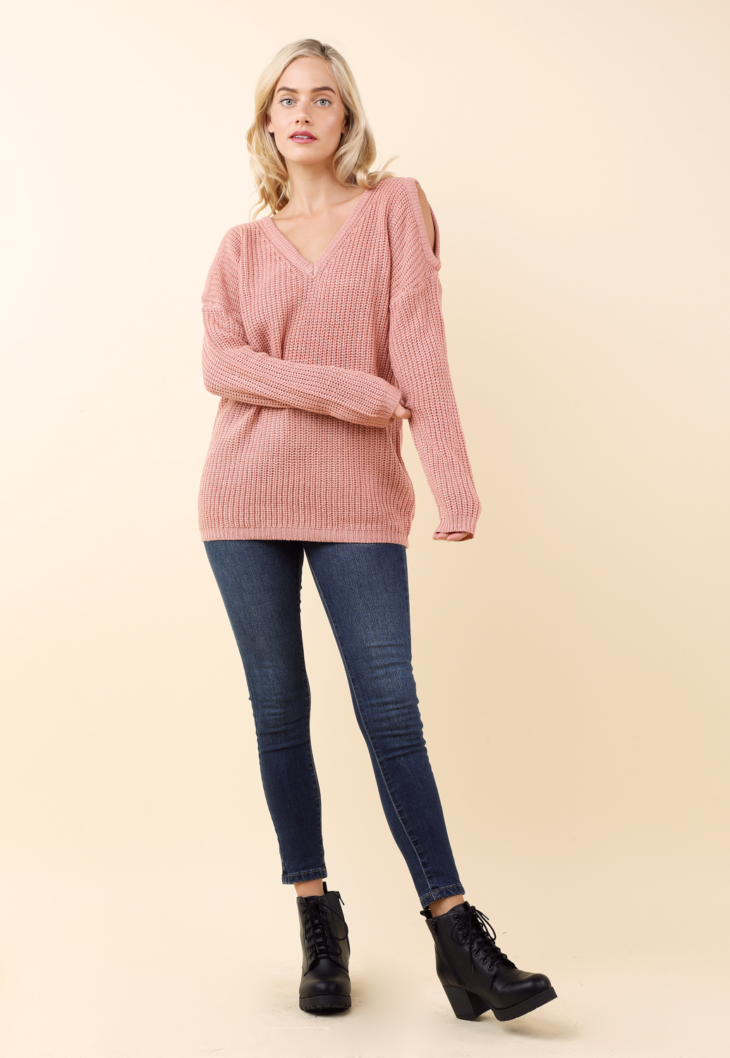 Open Shoulder Knit Sweater 
