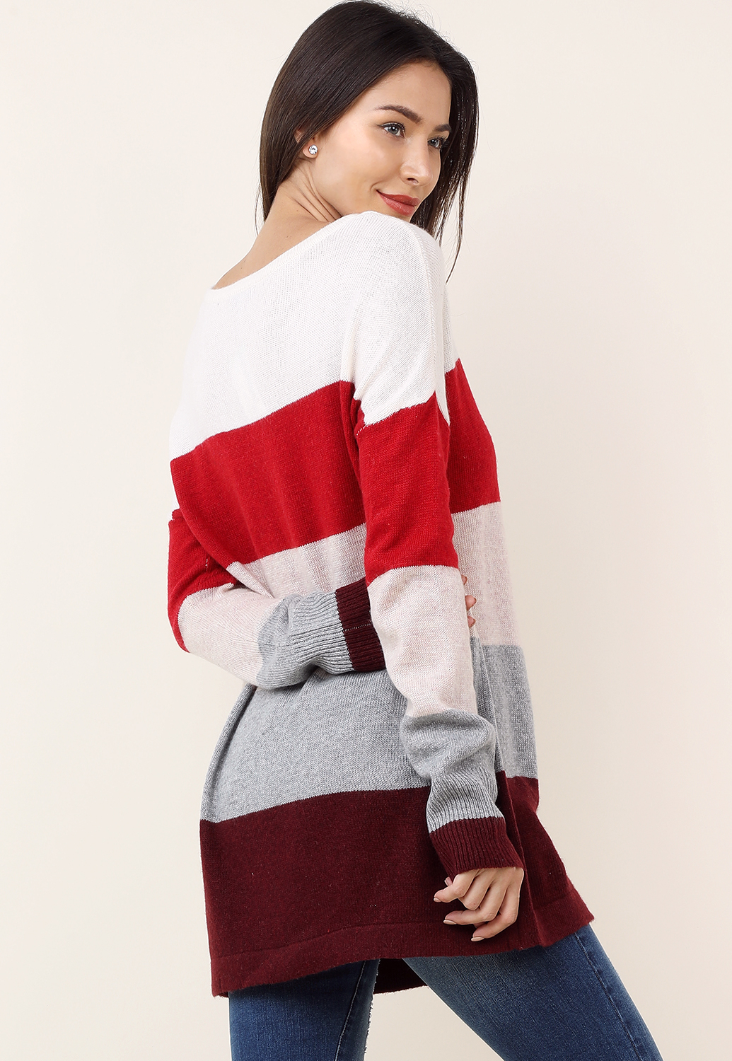 Colorblock Round Neck Sweater