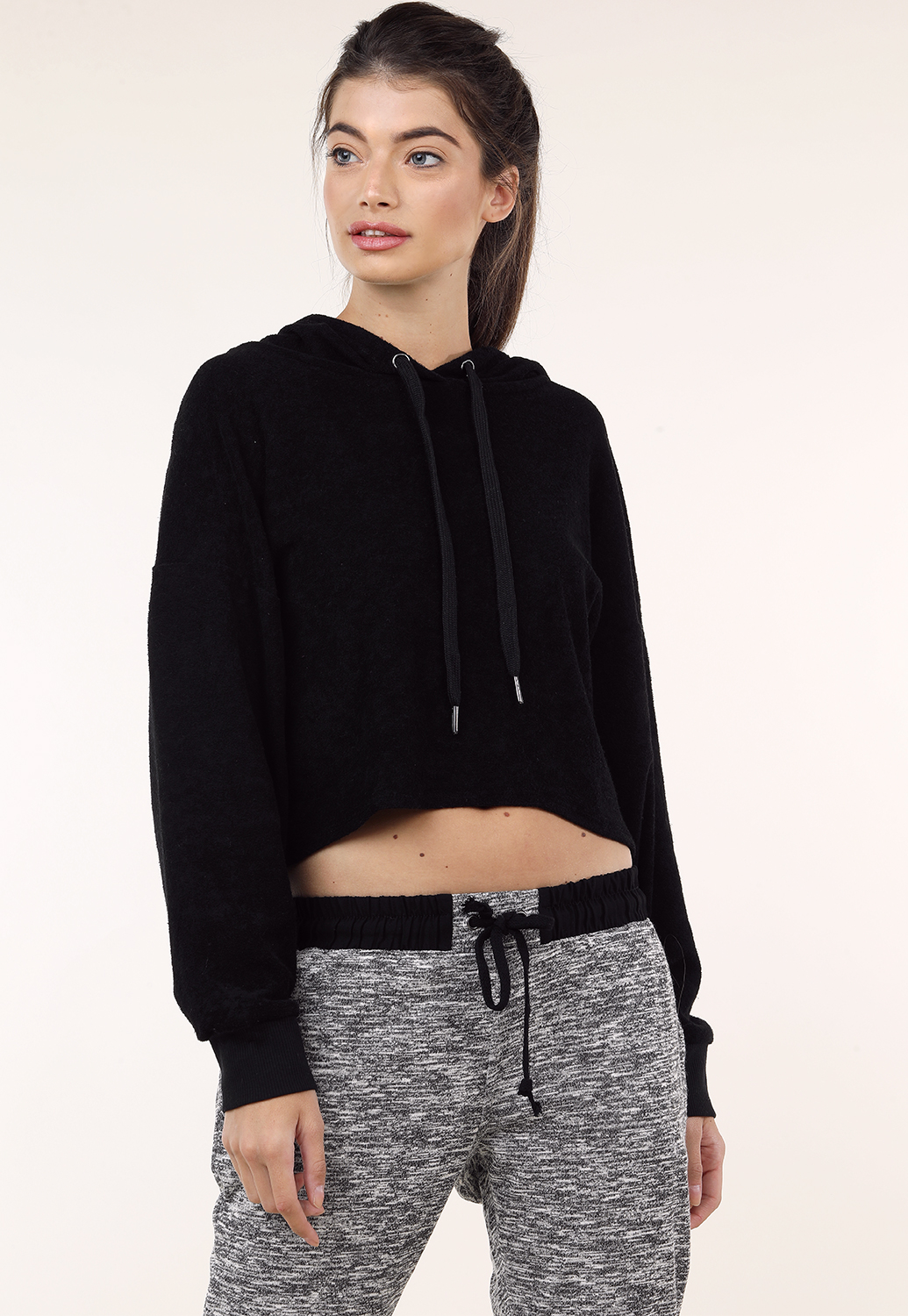 Terry Cropped Hoodie