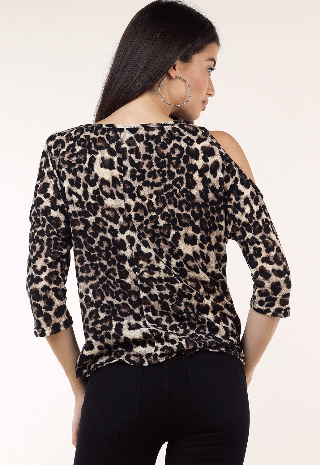 Cheetah Print Open Shoulder Top 