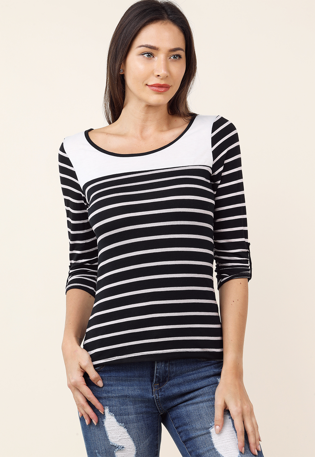 Striped Back Cut-Out Top 