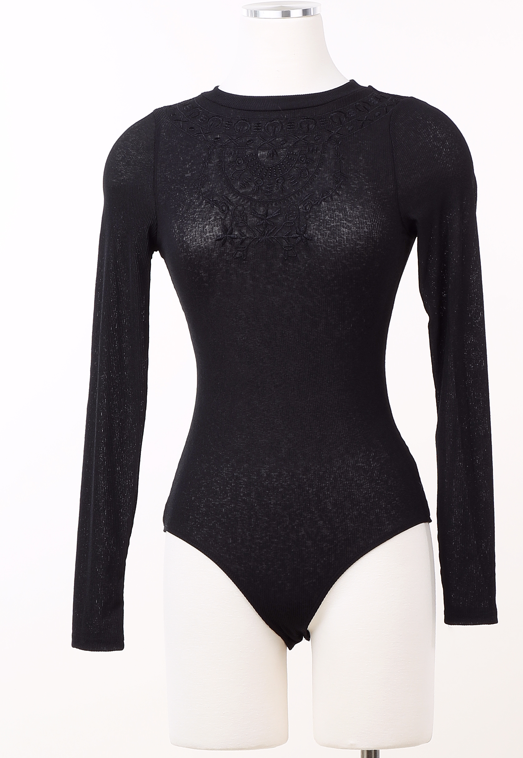 Embroidered Detail Long Sleeve Bodysuit 